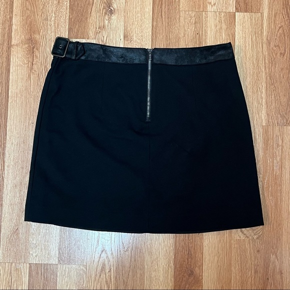 Armani Exchange Black Faux Suede/Knit Wrap Mini Skirt w/ Buckle Detail - Picture 3 of 9